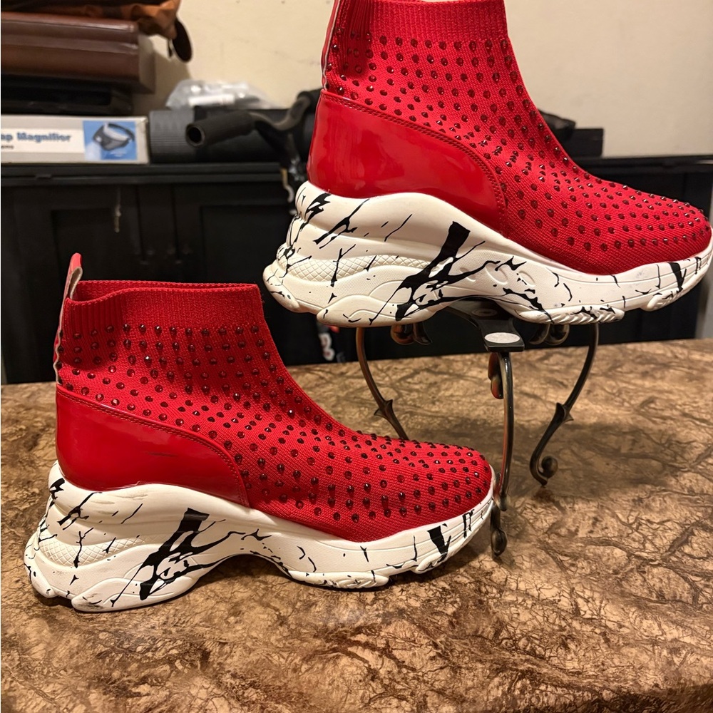 Lightweight Red Rhinestone Sock
Tennis Shoes